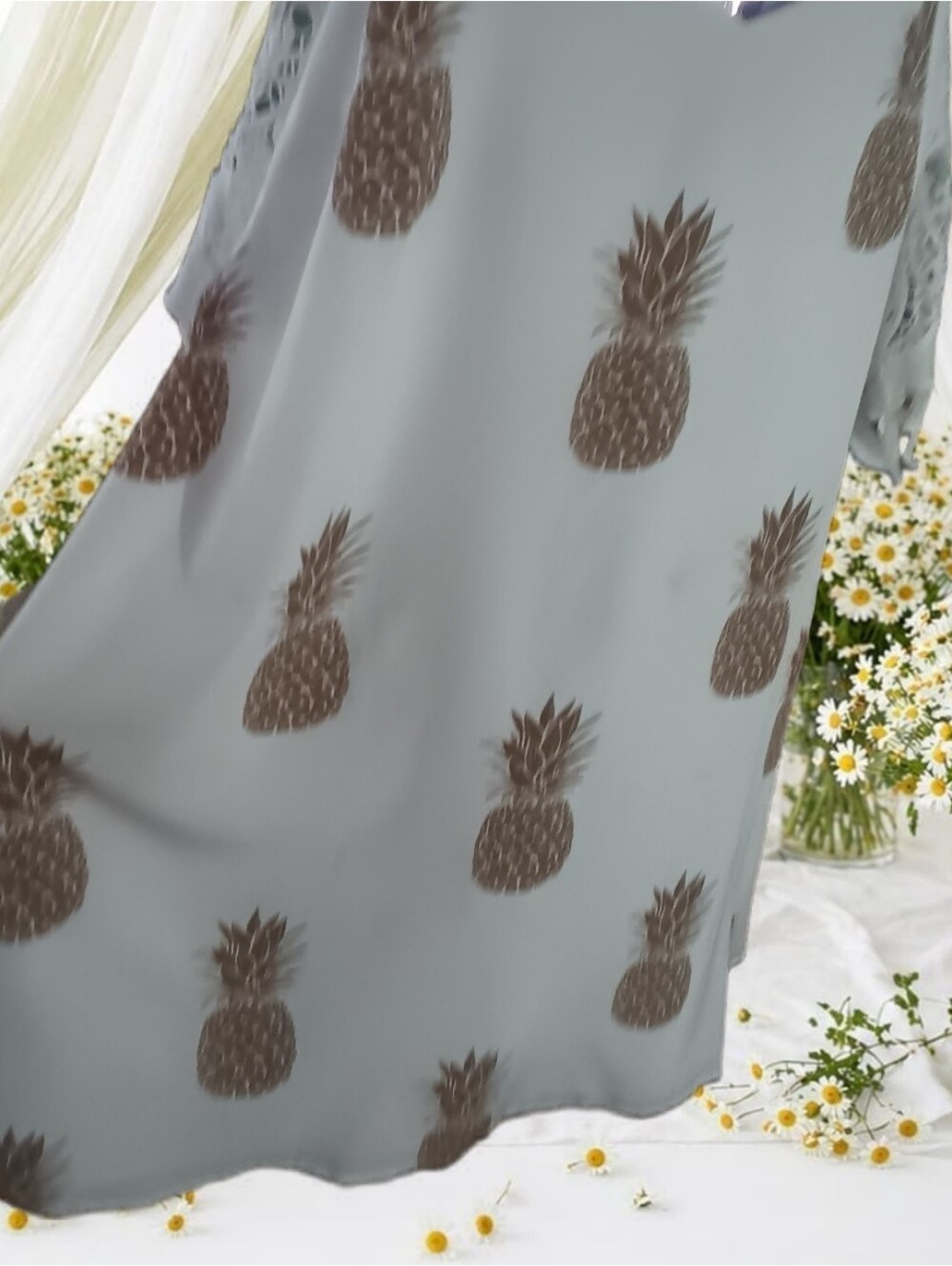 SHEIN Pineapple Print Cami Dress with Crochet Sleeves Size 4xl Fits Like 2-3x - Picture 5 of 5